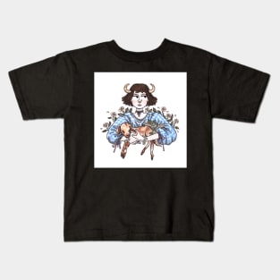 Billie And The Kid cow-girl with baby goat Kids T-Shirt